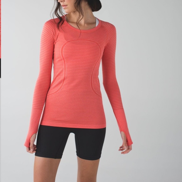 lululemon athletica Tops - Lululemon Swiftly Tech Long Sleeve Crew Heathered Alarming 8